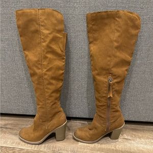 Brown/ Camel color over the knee boots